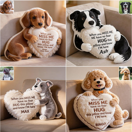 Individuell gestaltetes Kissen nach Foto – Wenn du mich vermisst – Personalisiertes Erinnerungskissen in Fellform aus Kunstfell