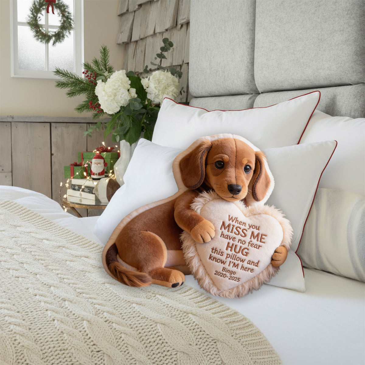 Custom From Photo - When You Miss Me - Personalized Memorial Faux Fur Shaped Pillow