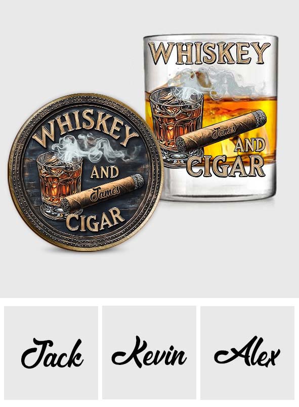 Whiskey And Cigar - Personalized Whisky Glass