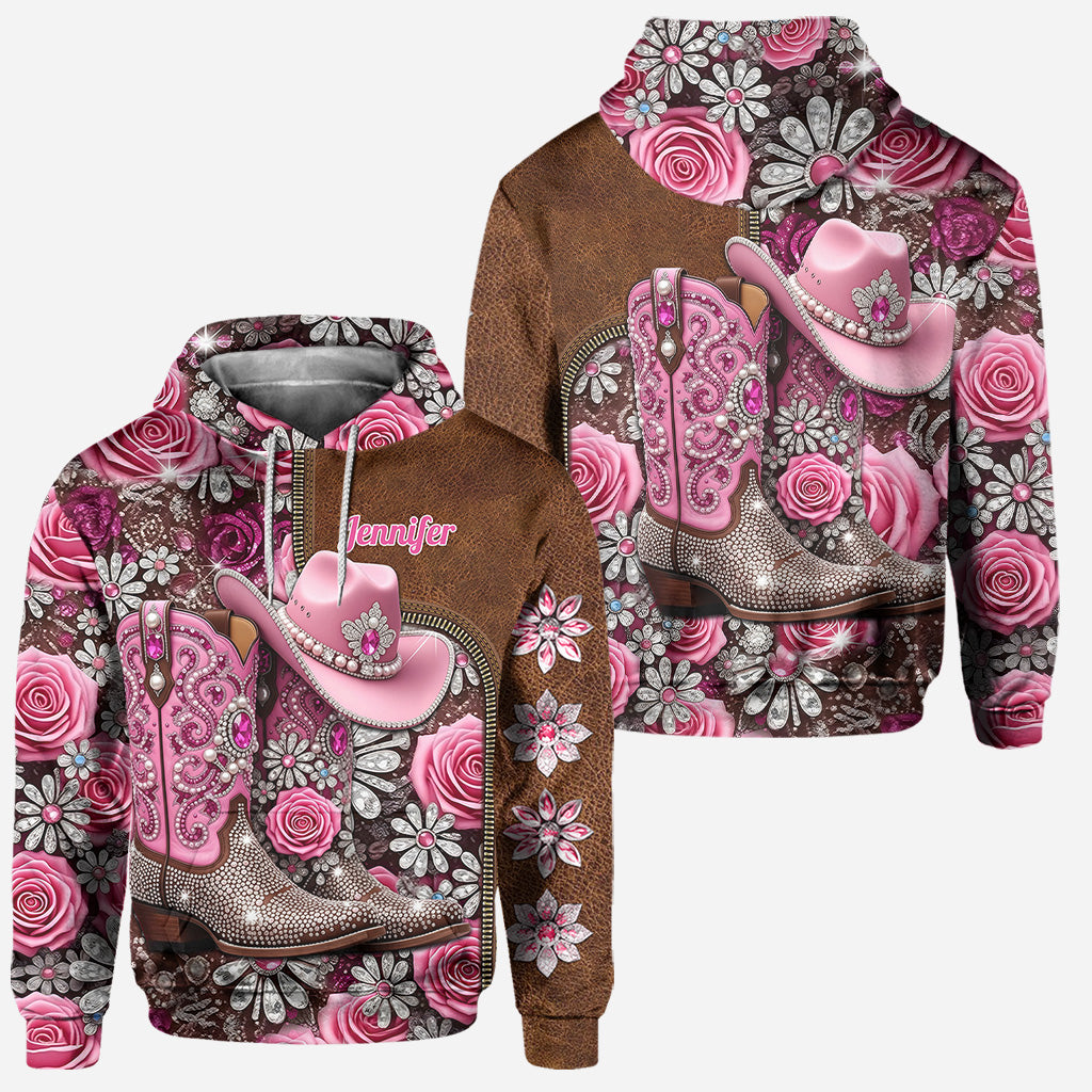 Glitter Cowgirl Boots - Personalized Cowgirl Hoodie and Leggings