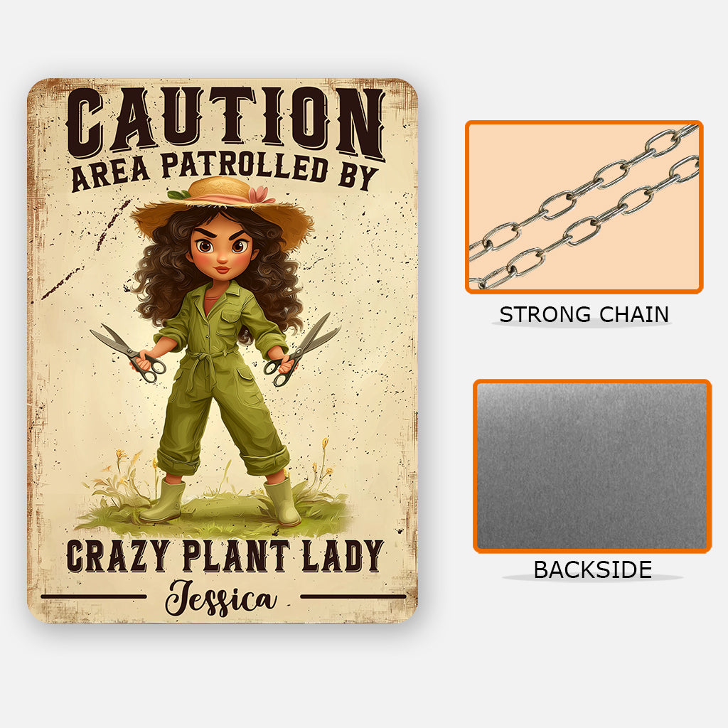 Verrückte Pflanzenliebhaberin – Personalisiertes rechteckiges Metallschild für Gartenliebhaber