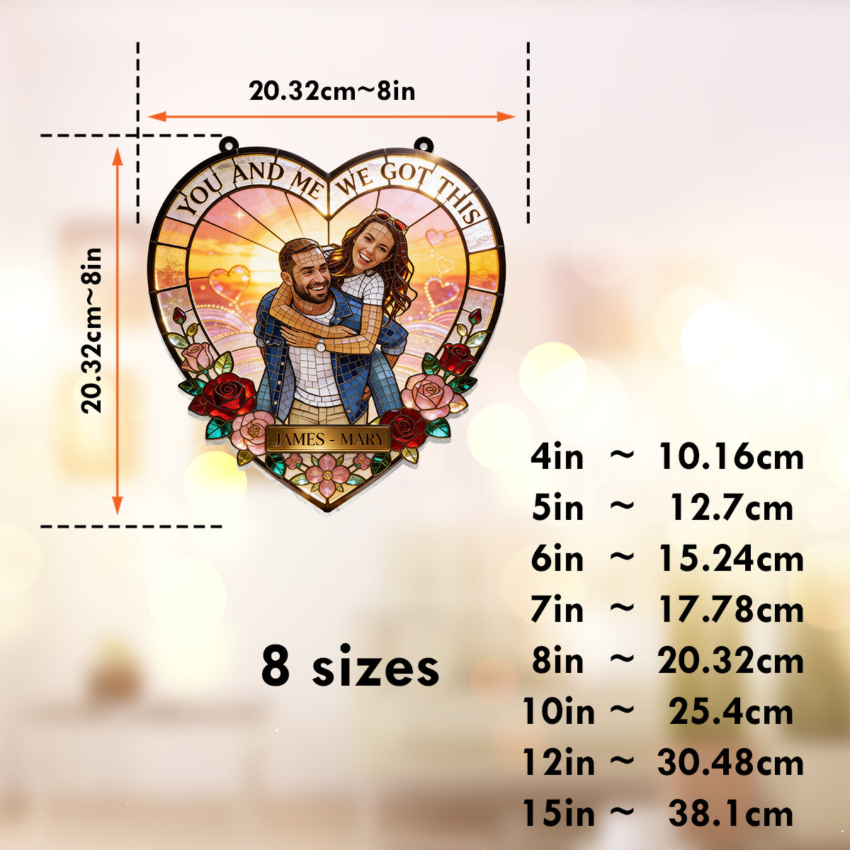 Du und ich, wir schaffen das – Personalisierter Sonnenfänger für Paare zum Aufhängen am Fenster 