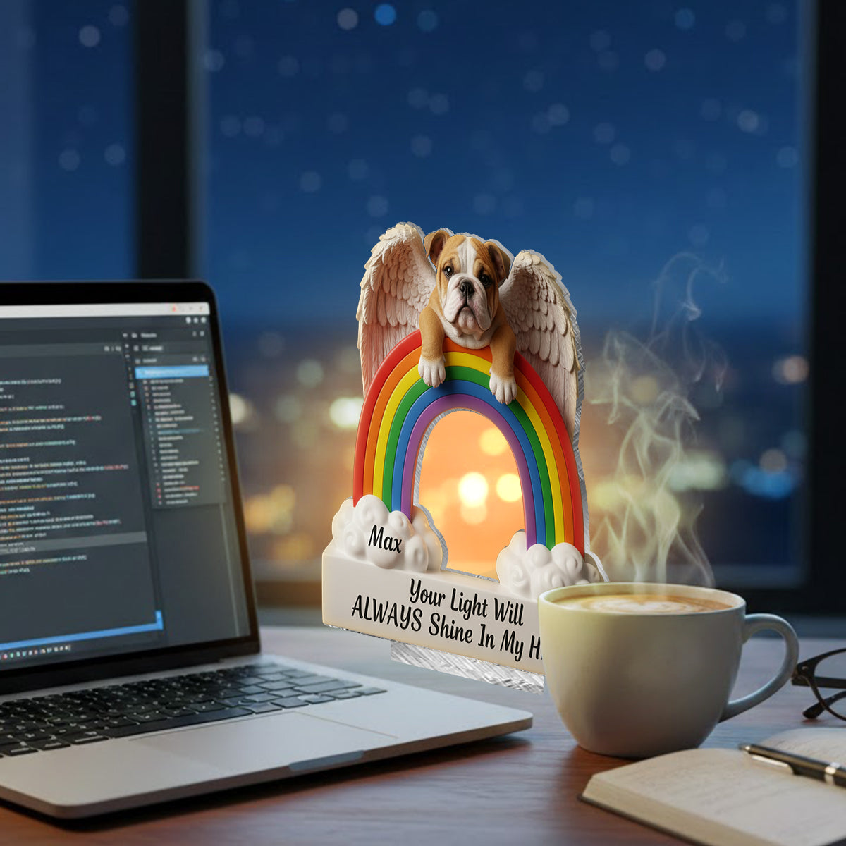 Dein Licht wird immer in meinem Herzen leuchten – personalisierter Hunde-Kerzenhalter