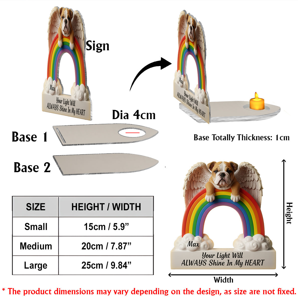 Dein Licht wird immer in meinem Herzen leuchten – personalisierter Hunde-Kerzenhalter