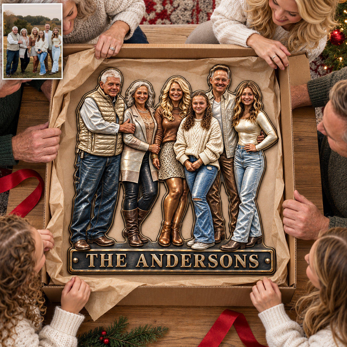 Family Forever Gift - Personalized Family 3D Printed Cut Metal Sign