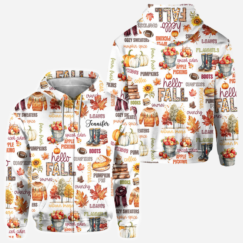 Hello Fall - Personalized Autumn All Over Shirt