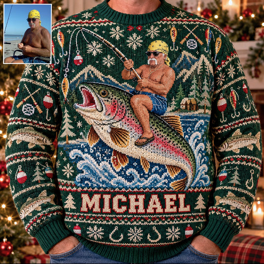 Fischen Auf Fisch Leben - Personalisierter Angler Ugly Sweater