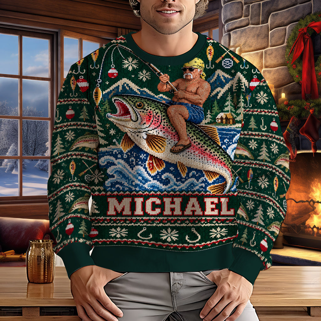 Fischen Auf Fisch Leben - Personalisierter Angler Ugly Sweater