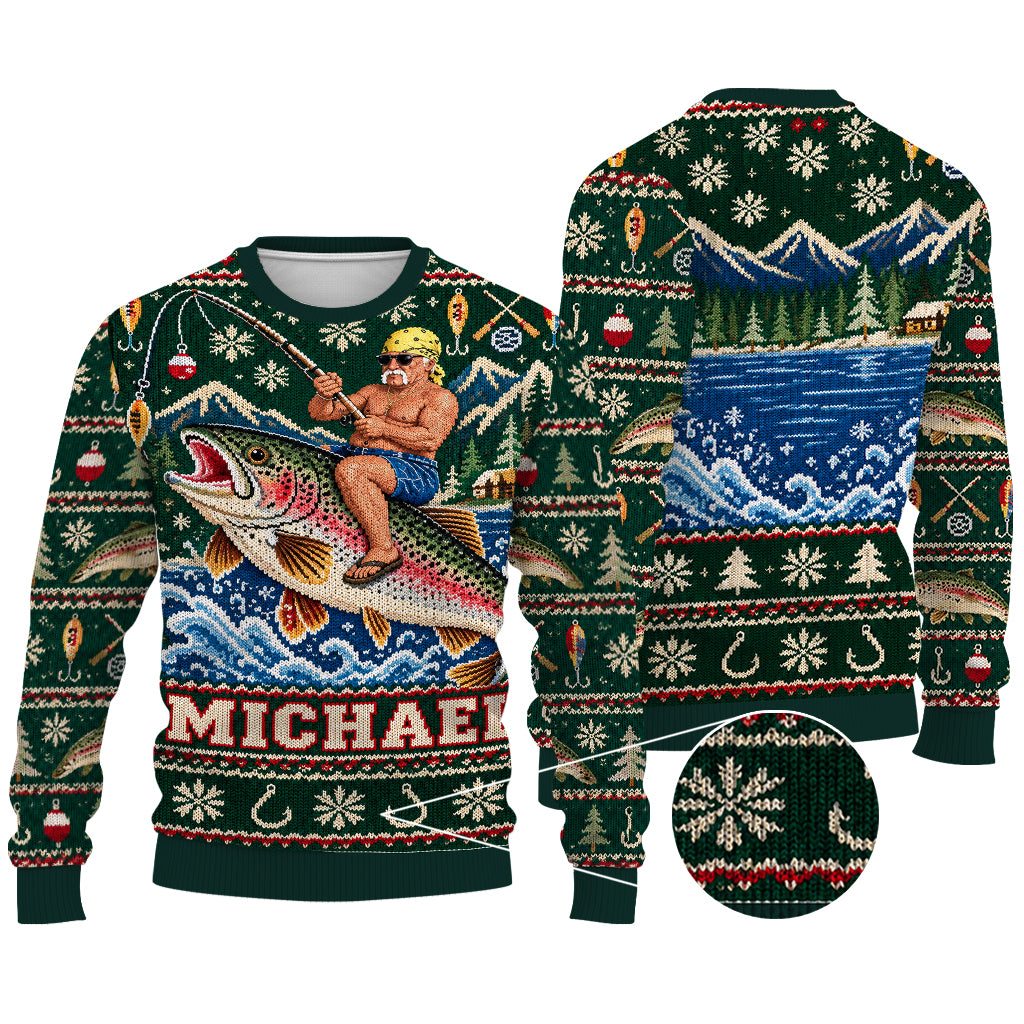 Fischen Auf Fisch Leben - Personalisierter Angler Ugly Sweater