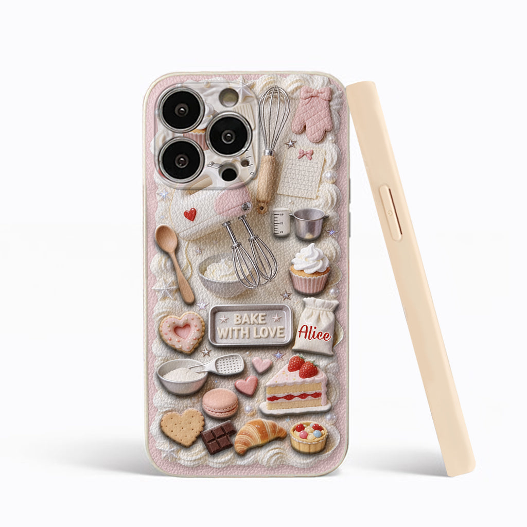 Bake With Love - Personalized Baking 3D Embossed Leather Phone Case