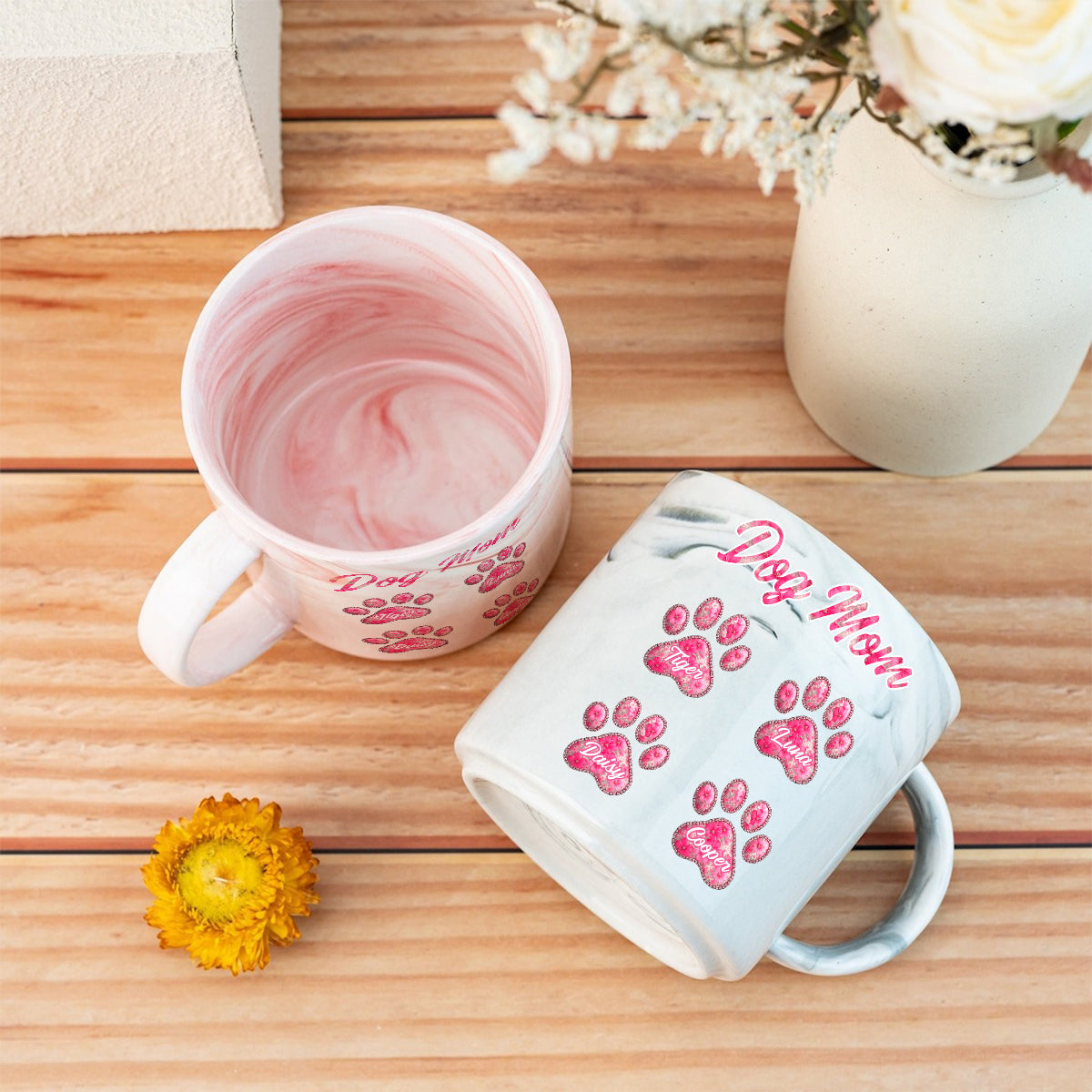 Personalisierte Marmortasse für Hundeliebhaber