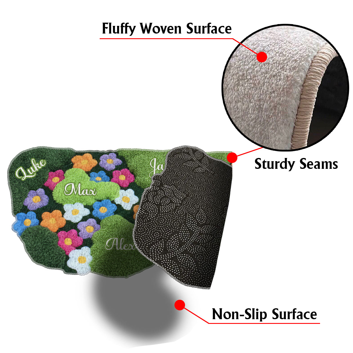 Omas Garten – Personalisierter, rutschfester, getufteter Oma-Teppich