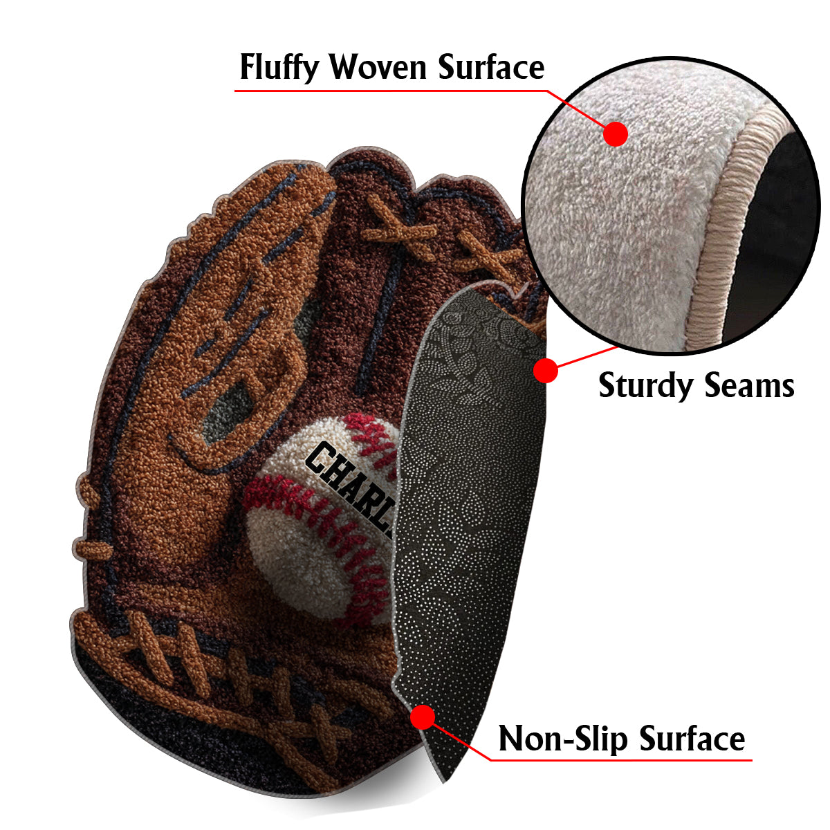 Spieltag - Personalisierter, rutschfester Baseball-Teppich