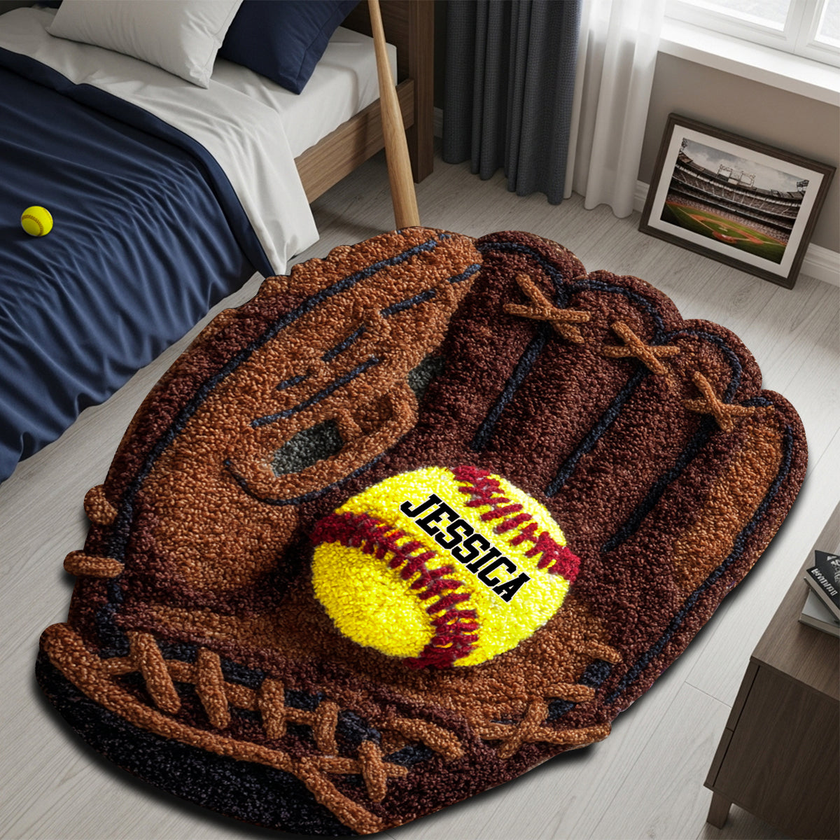 Softball-Fan – Personalisierter, rutschfester Softball-Teppich