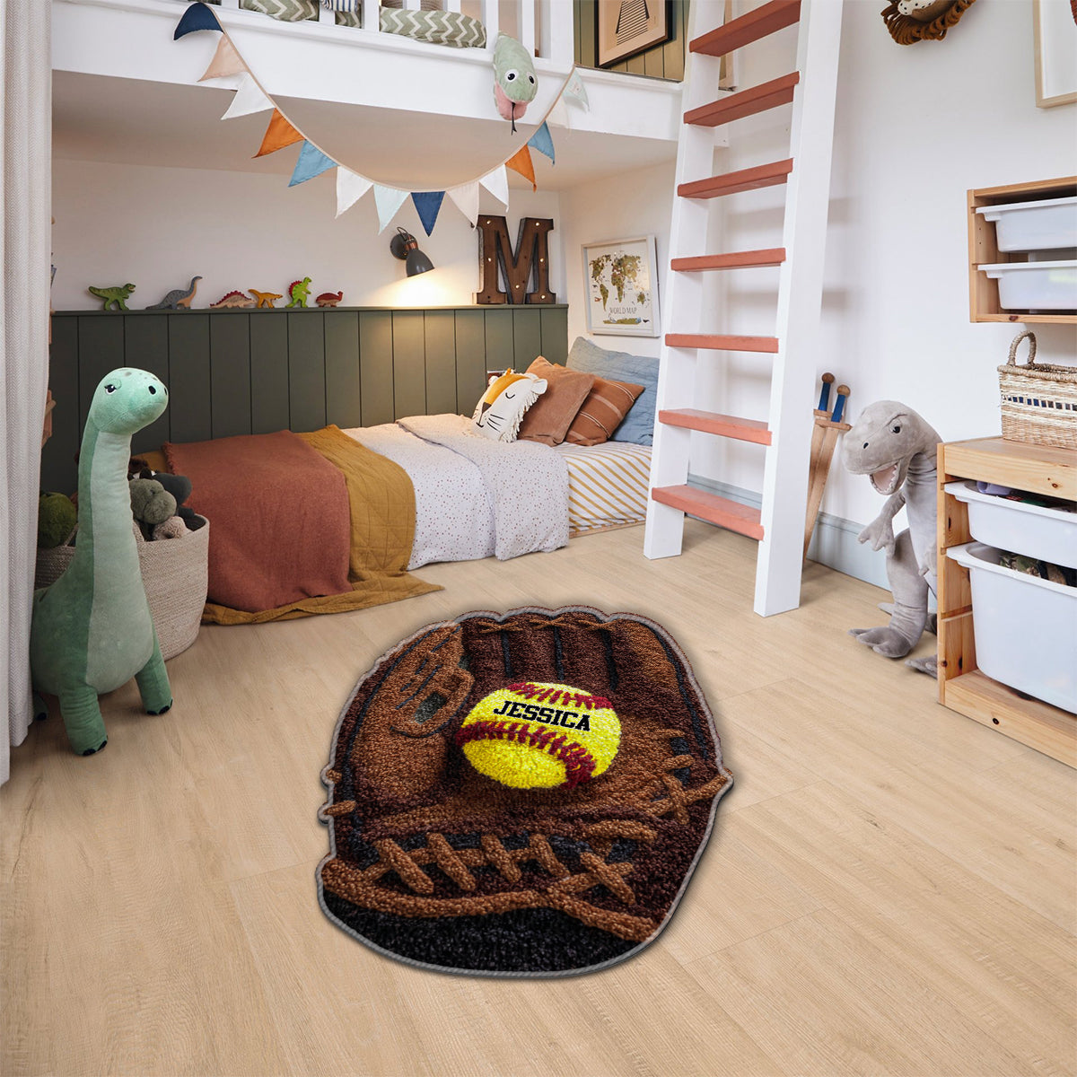 Softball-Fan – Personalisierter, rutschfester Softball-Teppich