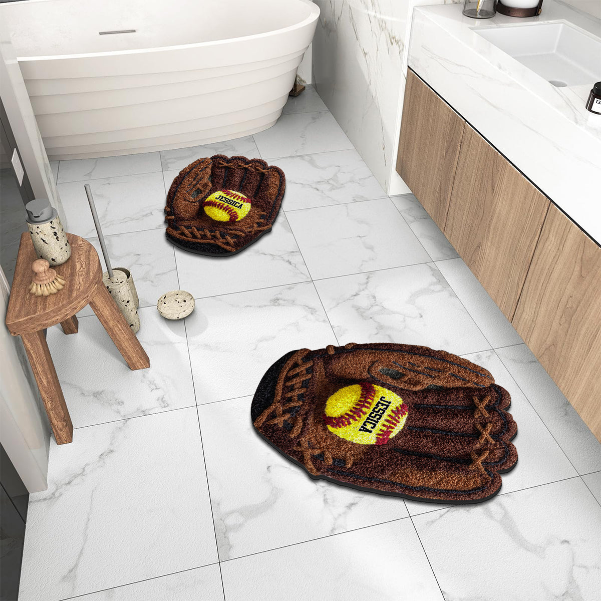 Softball-Fan – Personalisierter, rutschfester Softball-Teppich