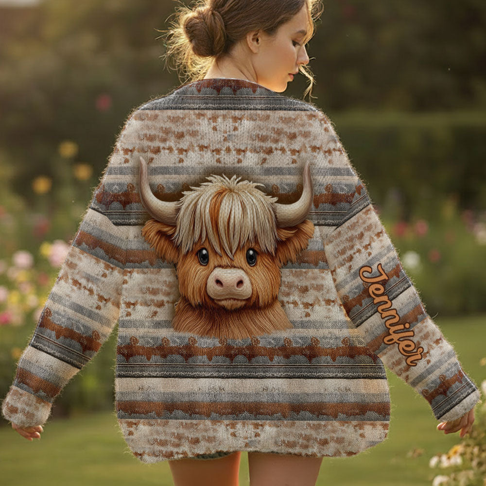Liebe Hochlandrinder - Personalisierter Cardigan mit Hochlandrind-Motiv