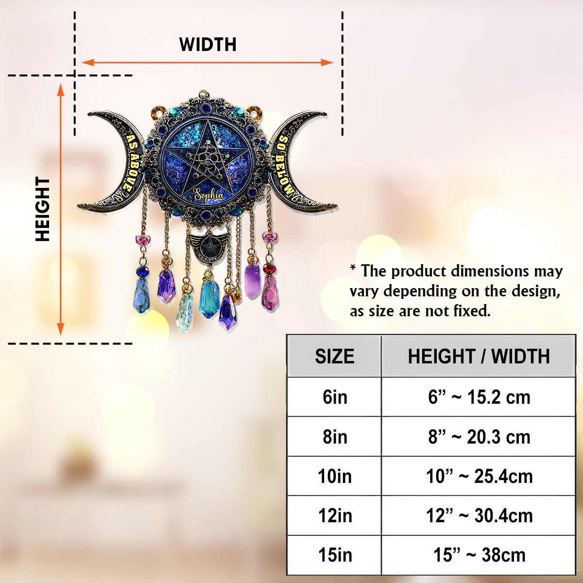 Dreifacher Mond – Personalisierter Hexen-Fensterhänger-Sonnenfänger