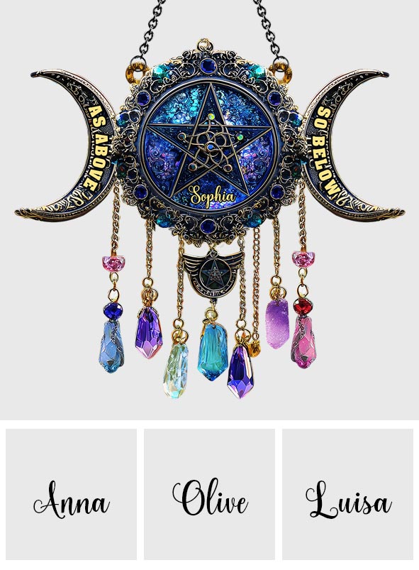 Dreifacher Mond – Personalisierter Hexen-Fensterhänger-Sonnenfänger