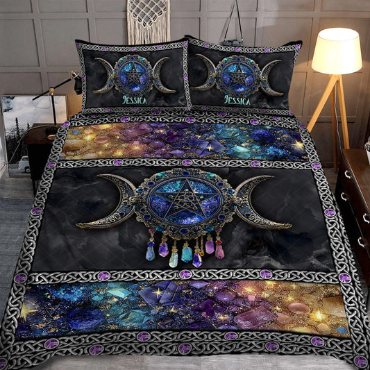 Tripple Moon - Personalized Witch Quilt Set