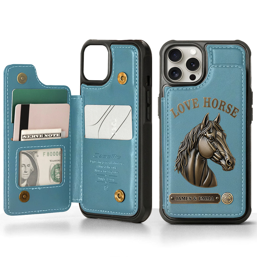 Love Horse - Personalized Horse Wallet Phone Case