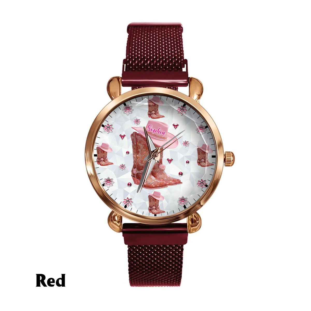Florale Cowgirl-Uhr – Personalisierte Cowgirl-Damenhanduhr