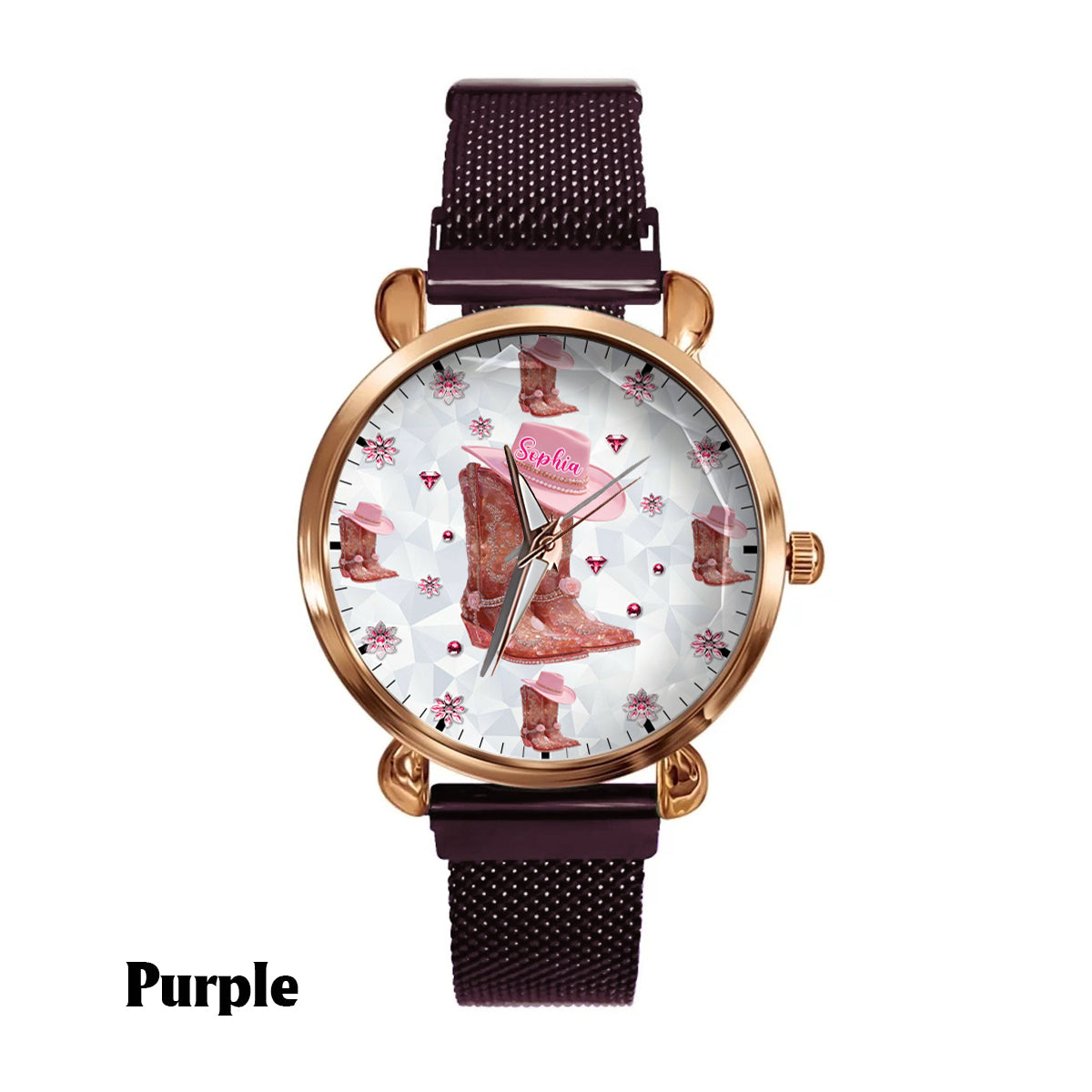Florale Cowgirl-Uhr – Personalisierte Cowgirl-Damenhanduhr