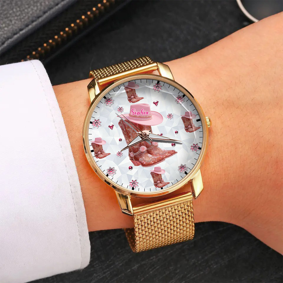 Florale Cowgirl-Uhr – Personalisierte Cowgirl-Damenhanduhr
