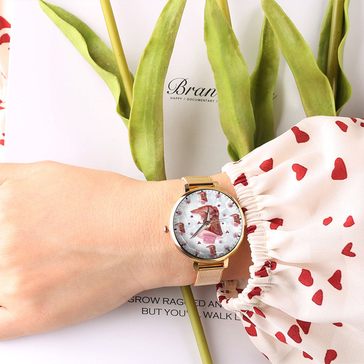 Florale Cowgirl-Uhr – Personalisierte Cowgirl-Damenhanduhr