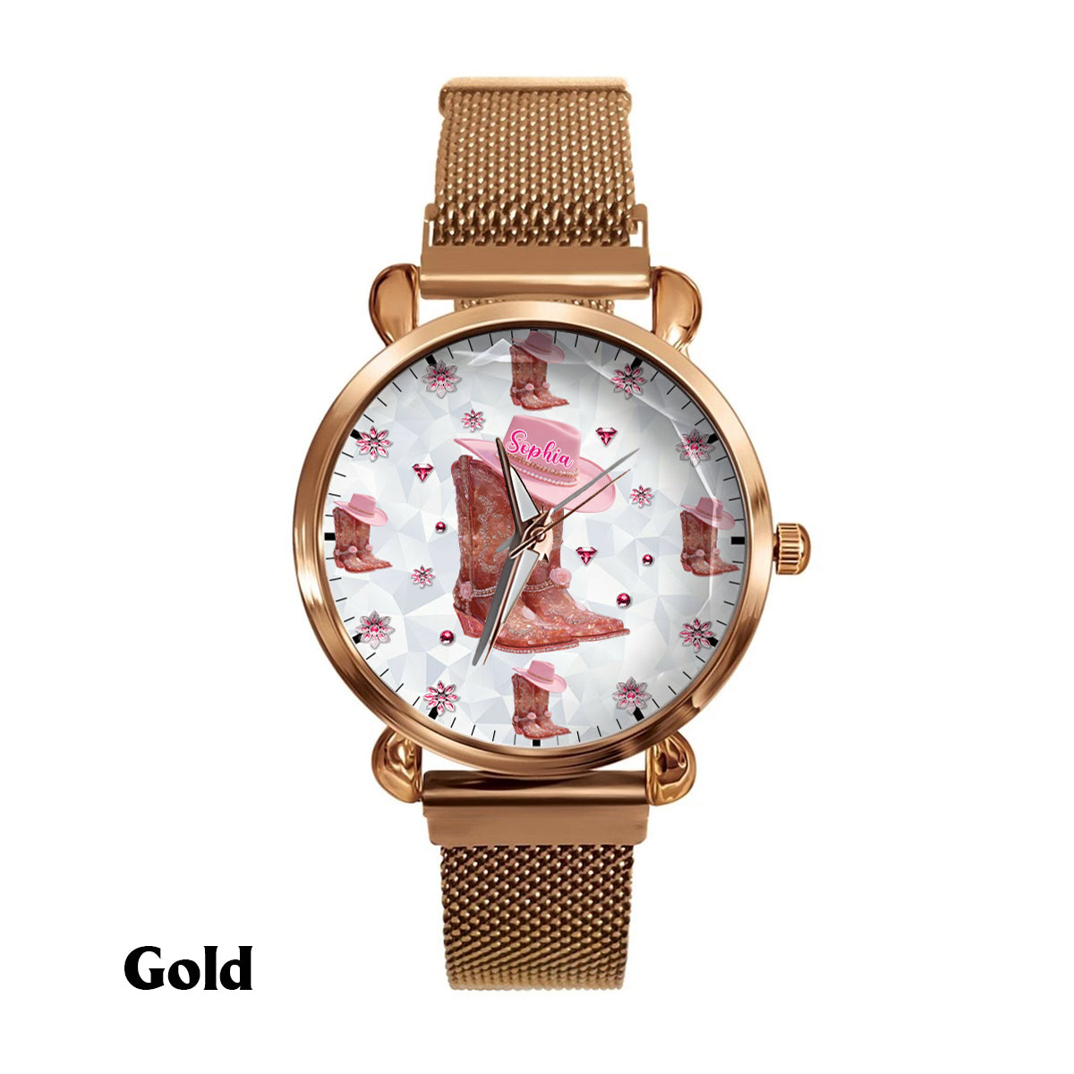 Florale Cowgirl-Uhr – Personalisierte Cowgirl-Damenhanduhr
