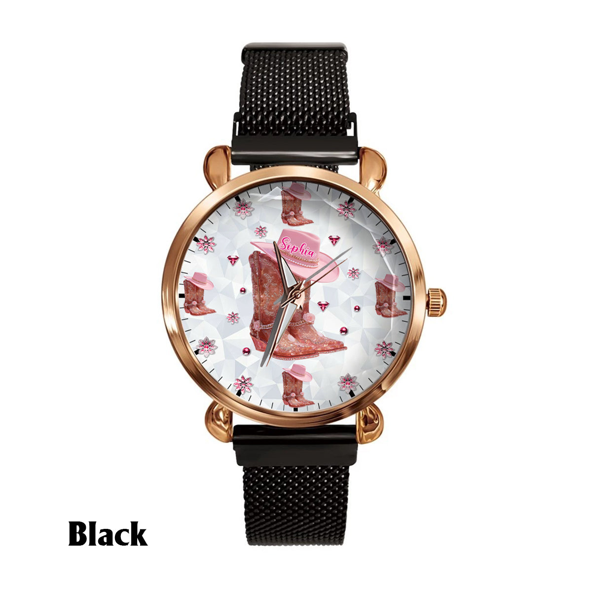 Florale Cowgirl-Uhr – Personalisierte Cowgirl-Damenhanduhr
