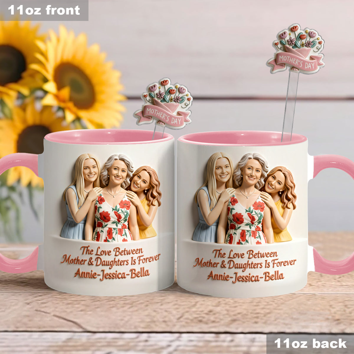 Das perfekte Geschenk für Mama – personalisiertes Muttertags-Set mit Akzentbecher und Acryl-Rührstäbchen
