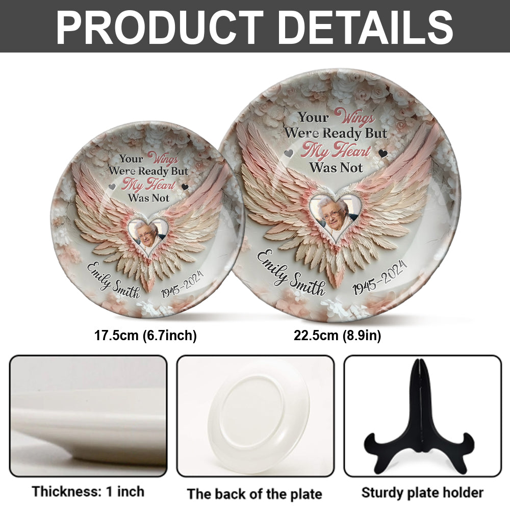 Deine Flügel waren bereit, mein Herz aber nicht – Personalisierte runde Gedenkplatte aus Keramik