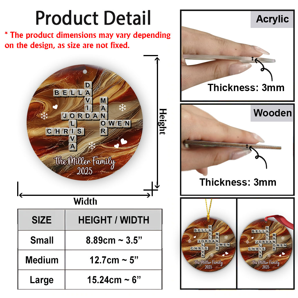 Crossword Puzzle Scrabble - Personalized Family Ornament