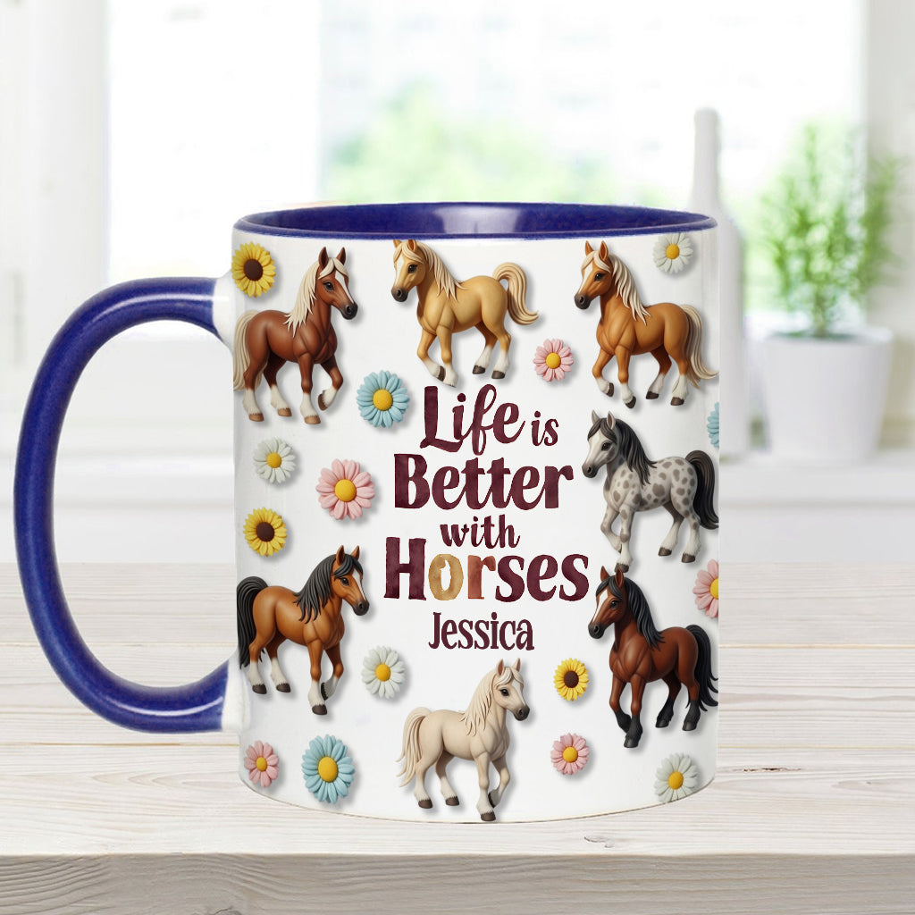 Life Is Better With Horses - Personalized Horse Accent Mug