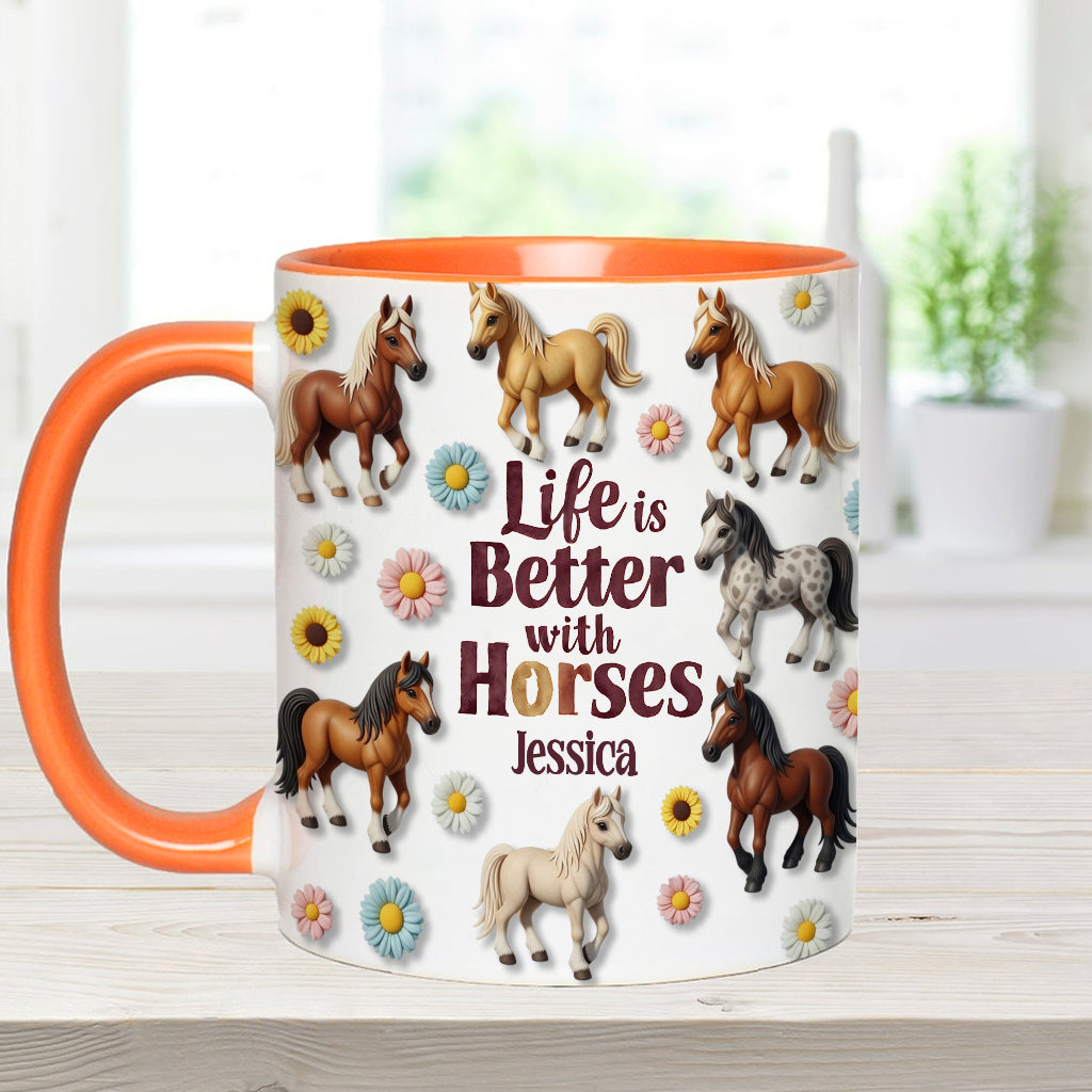 Life Is Better With Horses - Personalized Horse Accent Mug
