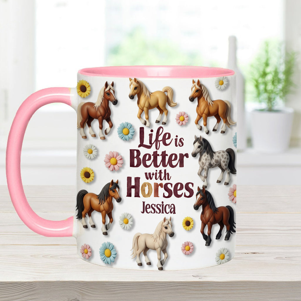 Life Is Better With Horses - Personalized Horse Accent Mug
