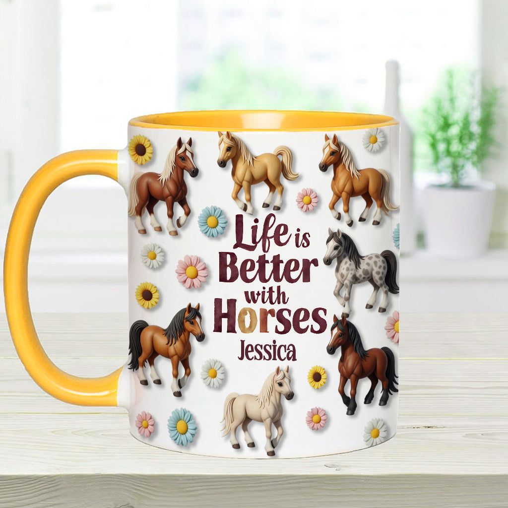 Life Is Better With Horses - Personalized Horse Accent Mug