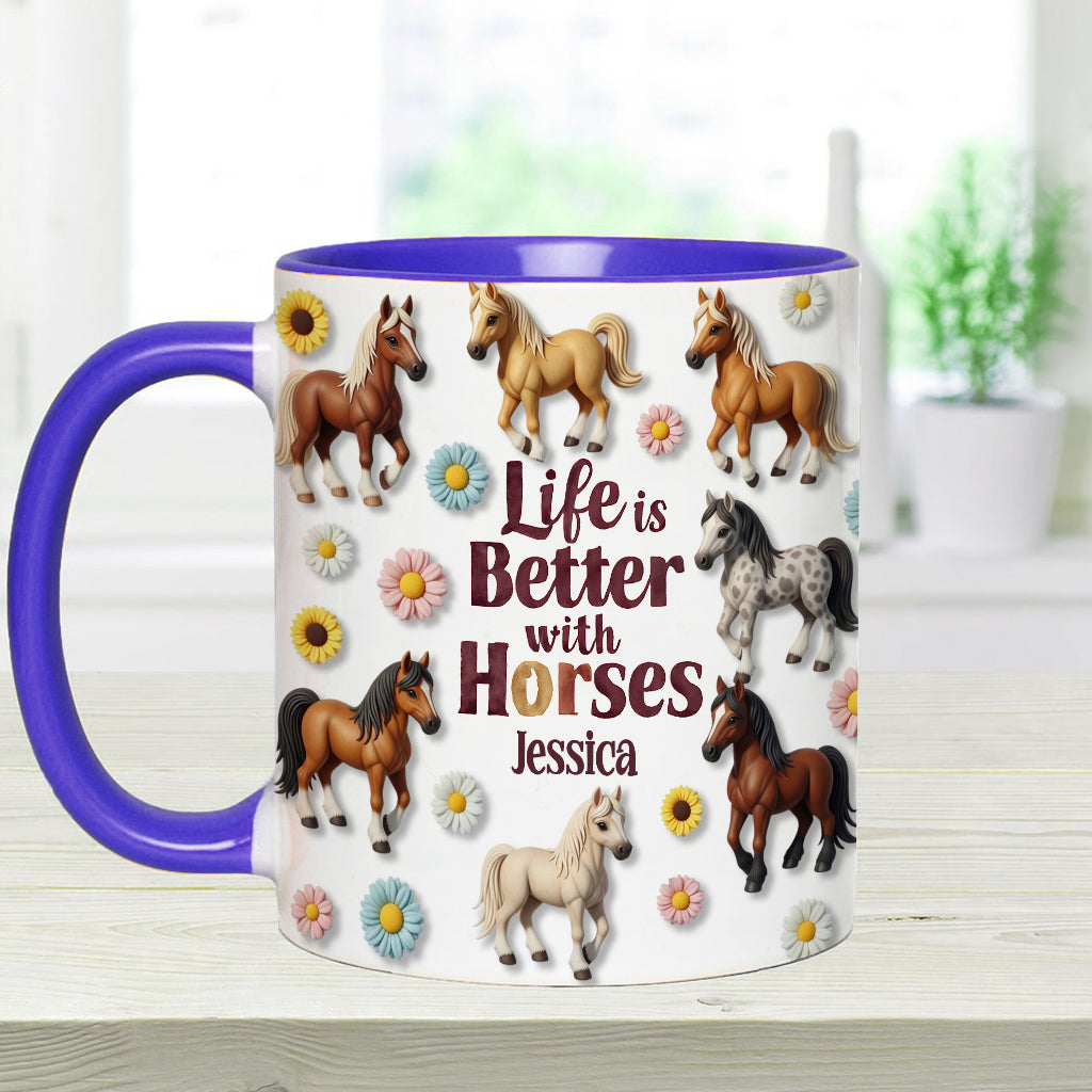 Life Is Better With Horses - Personalized Horse Accent Mug