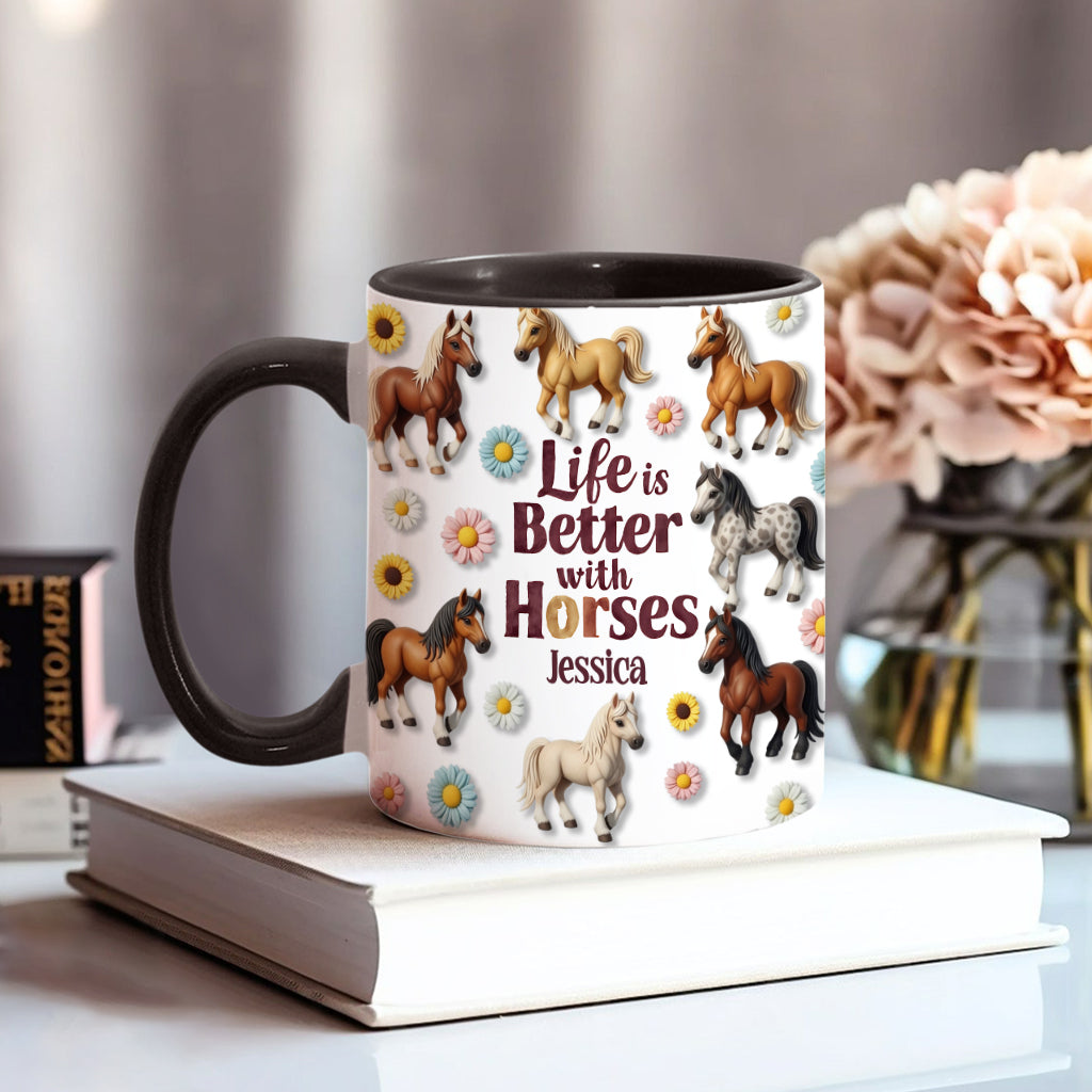 Life Is Better With Horses - Personalized Horse Accent Mug