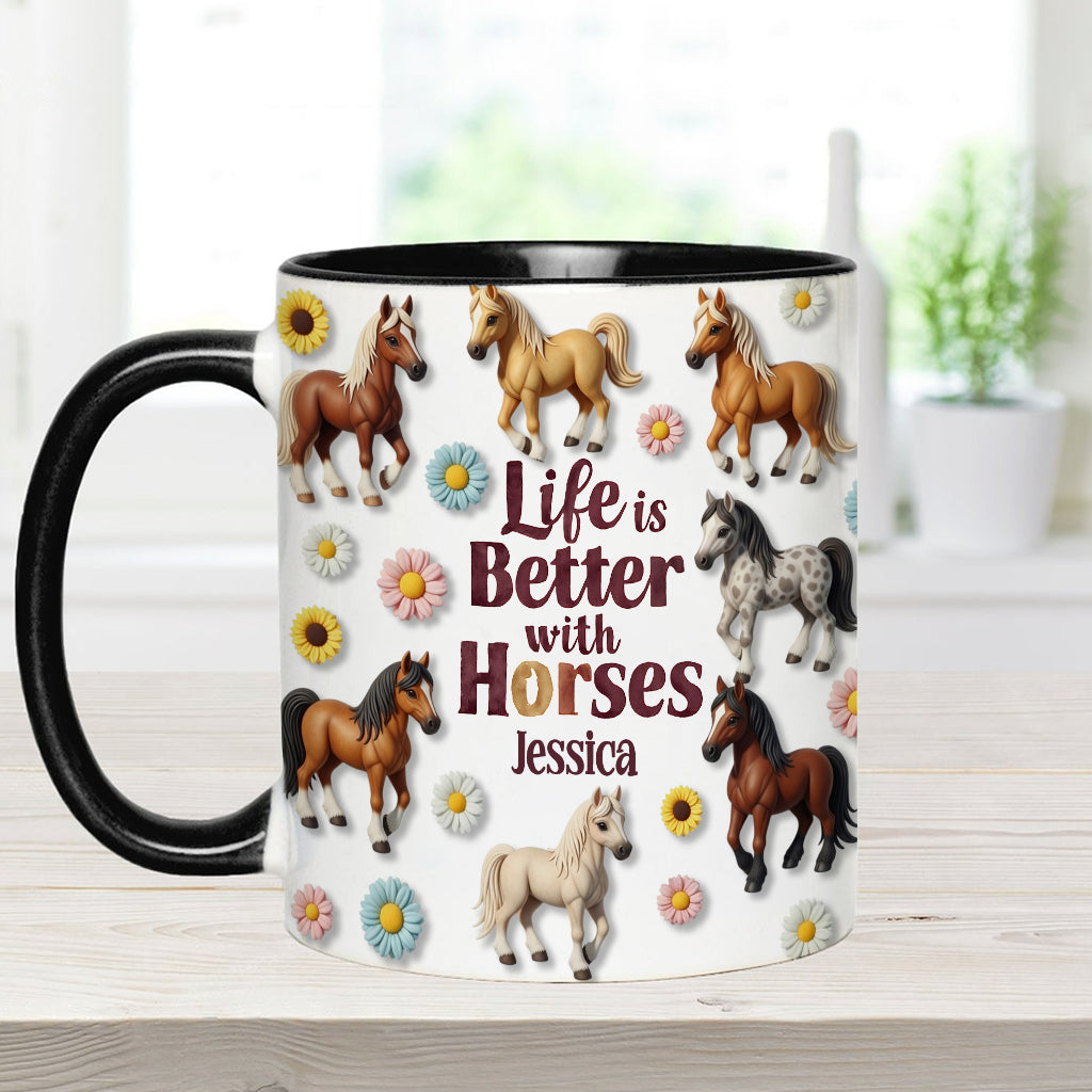 Life Is Better With Horses - Personalized Horse Accent Mug