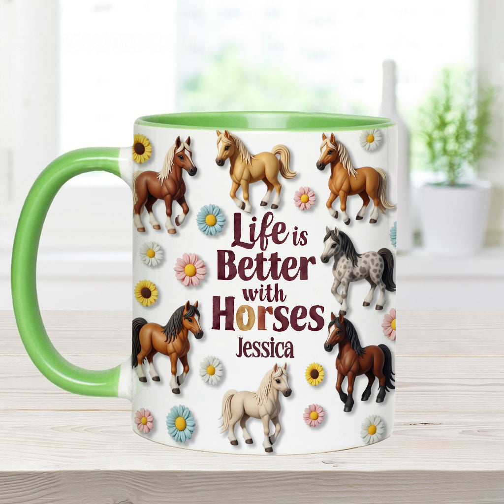Life Is Better With Horses - Personalized Horse Accent Mug