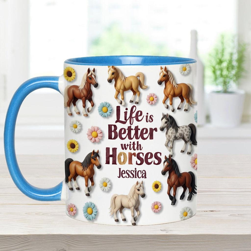 Life Is Better With Horses - Personalized Horse Accent Mug