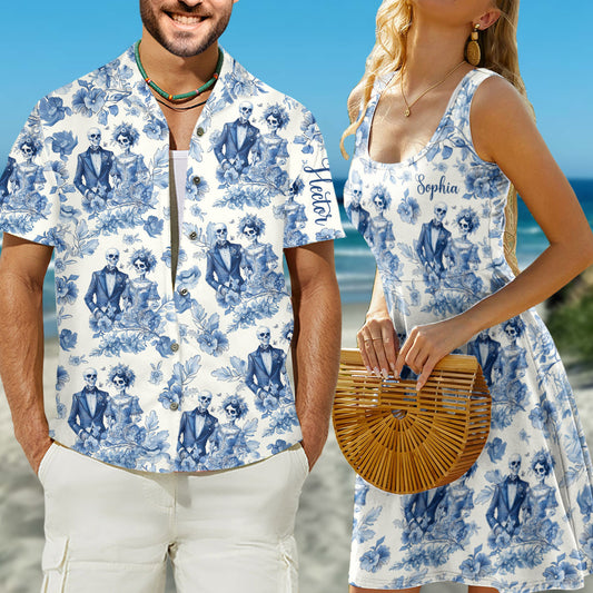 Bis dass der Tod uns scheidet – Personalisiertes Hawaiihemd und ärmelloses Kleid für Paare