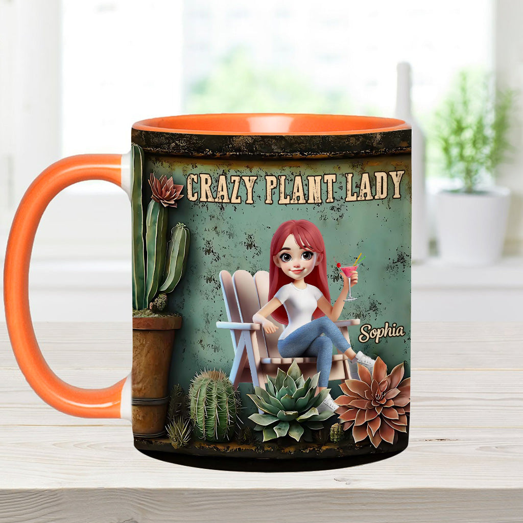 Verrückte Pflanzenliebhaberin – Personalisierte Garten-Akzent-Tasse