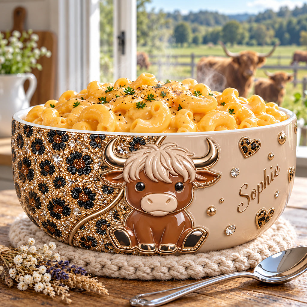 Cute Highland Cow - Personalized Highland Cow Ceramic Bowl