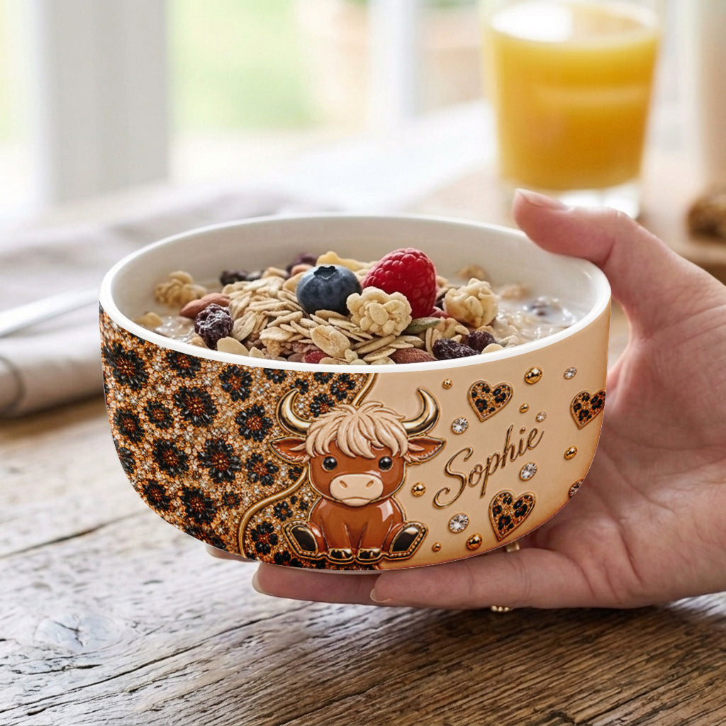 Cute Highland Cow - Personalized Highland Cow Ceramic Bowl
