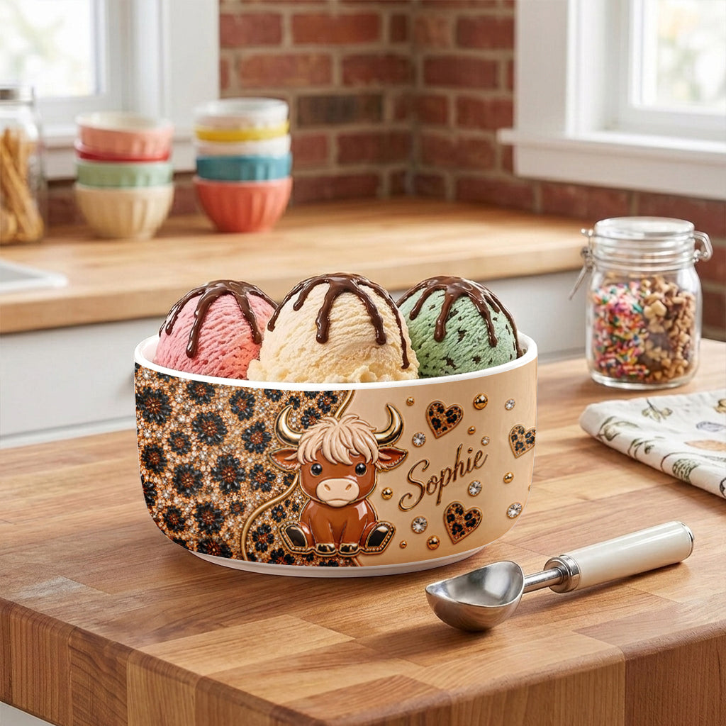 Cute Highland Cow - Personalized Highland Cow Ceramic Bowl
