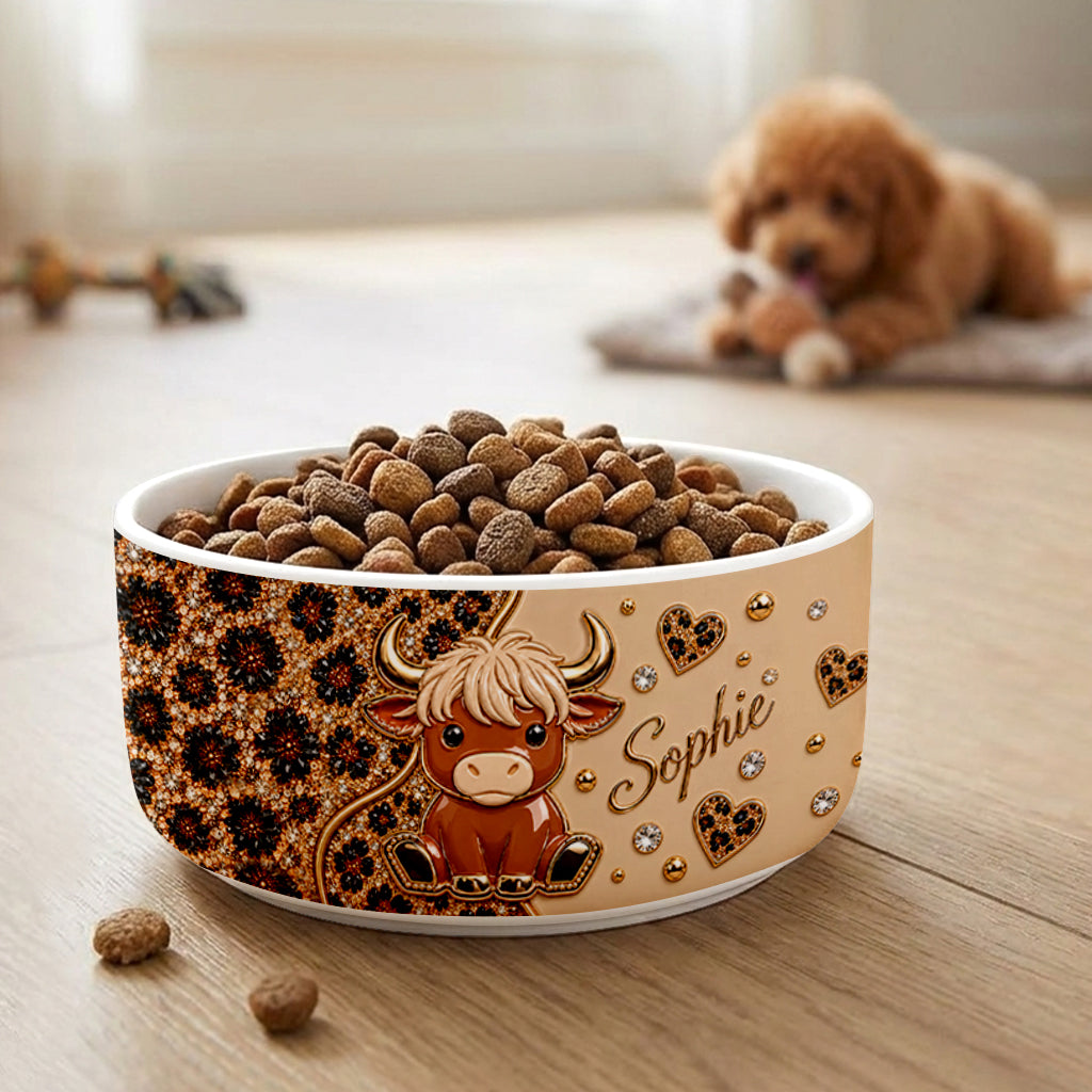 Cute Highland Cow - Personalized Highland Cow Ceramic Bowl