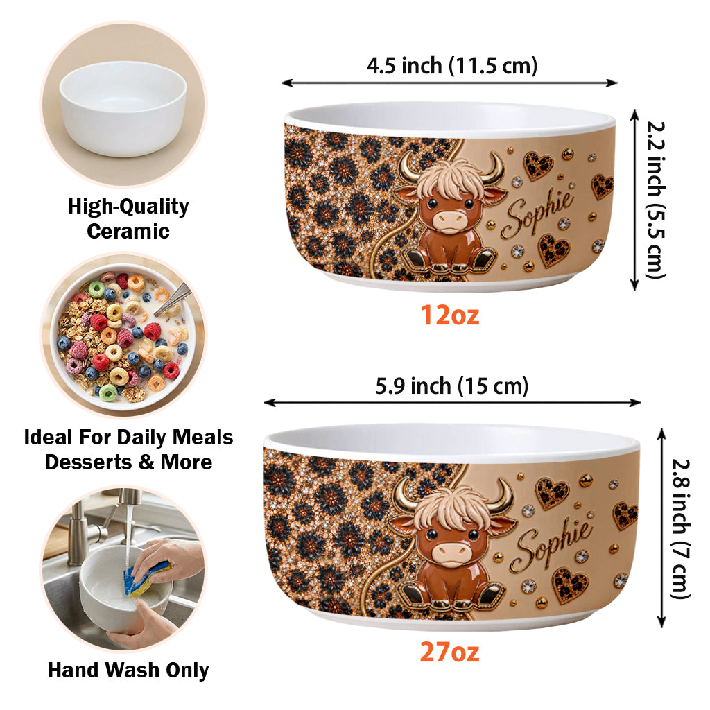 Cute Highland Cow - Personalized Highland Cow Ceramic Bowl